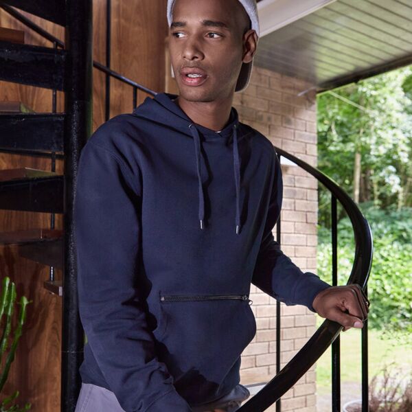 Regular fit piqué hoodie with zipped pocket Thumbnail