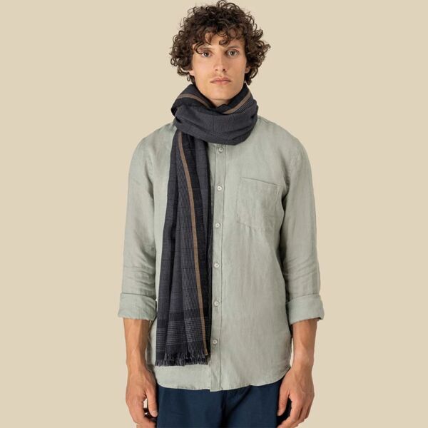 Spasso Grey Pixel Check Scarf Thumbnail