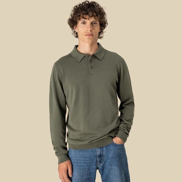 Spasso Knitted Long Sleeve Polo Shirt Thumbnail